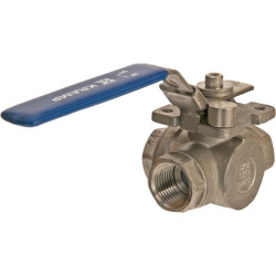 Trijų padėčių rutulinis vožtuvas T 1/2" nerūdijančio plieno BV3T12FSS