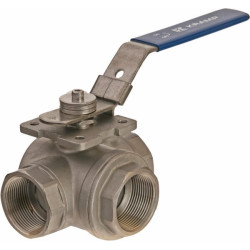 Trijų padėčių rutulinis vožtuvas T 1 1/2" nerūdijančio plieno BV3T112FSS