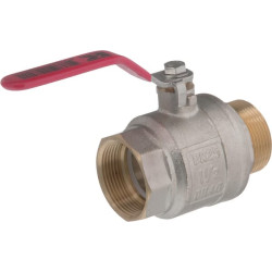 Rutulinis vožtuvas BSP vidinis/išorinis sriegis 1 1/2" + nerūdijančio plieno rankena KS112MKR