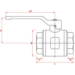 Rutulinis vožtuvas BSP vidinis/išorinis sriegis 1 1/2" + nerūdijančio plieno rankena KS112MKR