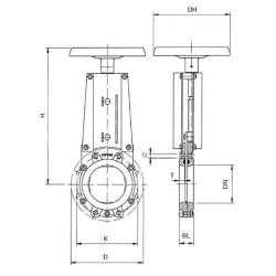 Metalinis vožtuvas + rankinis ratas DN150 DN150VNAN