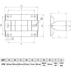 Sieninis pasukamas laikiklis 180x204 mm nerūdijančio plieno HD20