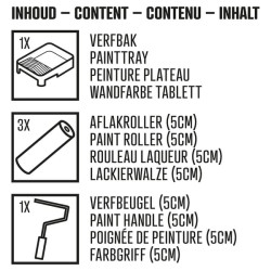 Dažų rinkinio padėklas + volelis, III žvaigždė, putplasčio F tiesus 5 cm, 5 vnt. CP2391106