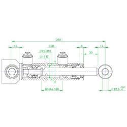 Greito keitimo cilindras D16-25-160 D1625160FT