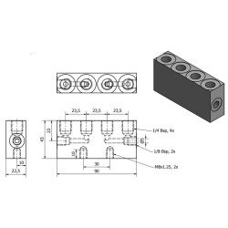 Paskirstymo blokas CWP greito prijungimo jungtis CWP414BSP90