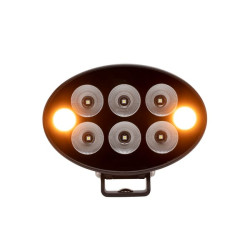 Darbo žibintas + įspėjamasis žibintas oranžinis LED, 36W, 3500lm, ovalus, 12/24V, 155x105x58mm, prožektorius, 6+2LED, juoda seri