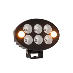 Darbo žibintas + įspėjamasis žibintas oranžinis LED, 36W, 3500lm, ovalus, 12/24V, 155x105x58mm, prožektorius, 6+2LED, juoda seri
