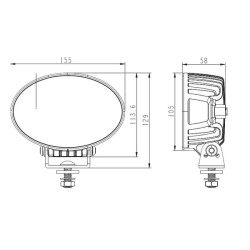 Darbo žibintas + įspėjamasis žibintas oranžinis LED, 36W, 3500lm, ovalus, 12/24V, 155x105x58mm, prožektorius, 6+2LED, juoda seri