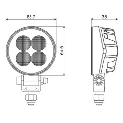 Darbo žibintas LED, 12W, 1200lm, apvalus, 12/24V, baltas, 65,7x85,8x35mm „Deutsch“ kištukas, prožektorius, 8 LED LA10606