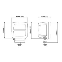 Darbo žibintas LED, 42 W, 400 lm, kvadratinis, 12/24 V, mėlynas, tvirtinamas varžtais, „Deutsch“ 2 kontaktų, taškinis, 10 LED, „