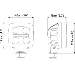 Darbo žibintas LED, 17 W, 1100 lm, kvadratinis, 12/24 V, skaidrus, tvirtinamas varžtais, 122 x 76 x 100 mm, „Deutsch“ 2 kontaktų