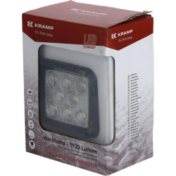 Darbo žibintas LED, 24 W, 1920 lm, kvadratinis, baltas, 95 x 84 x 105 mm „Deutsch“ kištukas, prožektorius, 8 LED, Kramp LA10088