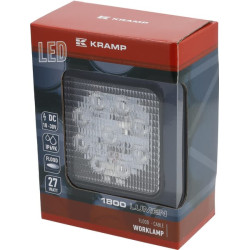 LED darbo žibintas, 27 W, 1800 lm, kvadratinis, 10–30 V, 135 x 27,5 x 109 mm, prožektorius, Kramp LA10051