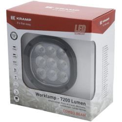 Darbo žibintas LED, 54 W, 7200 lm, kvadratinis, 10–30 V, baltas, prožektorius, 9 LED, Kramp LA10557