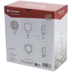 Darbo žibintas LED, 54 W, 7200 lm, kvadratinis, 10–30 V, baltas, prožektorius, 9 LED, Kramp LA10557