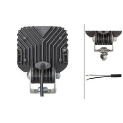 Darbo žibintas LED, 1000lm, kvadratinis, 12/24V, baltas, 122x53x95mm, spaustukas, prožektorius, 4 LED, Hella 1GA996284002