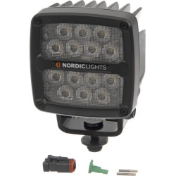 Darbo žibintas LED, 50 W, 7000 lm, kvadratinis, 12/24 V, baltas, tvirtinamas varžtais, „Deutsch“ 2 kontaktų, platus asimetrinis 