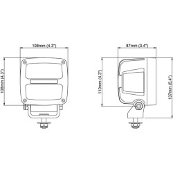 Darbo žibintas LED, 50 W, 7000 lm, kvadratinis, 12/24 V, baltas, tvirtinamas varžtais, „Deutsch“ 2 kontaktų, platus asimetrinis 