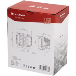 LED darbo žibintas, 22,5 W, 2850 lm, kvadratinis, 10/30 V, 89 x 73 x 97 mm, Kramp LA10094