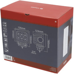 LED darbo žibintas, 60 W, 5400 lm, kvadratinis, 10/30 V, 150 x 124 x 135 mm, prožektorius, 6 LED, Kramp LA10082