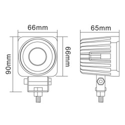 LED darbo žibintas, 10 W, 900 lm, kvadratinis, 10/30 V, 66 x 65 mm, taškinis spindulys, 1 LED, gopart LA15019