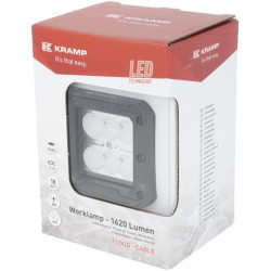 Darbo žibintas LED, 18W, 1620lm, kvadratinis, 10-30V, 85x76x81mm, prožektorius, Kramp LA10092