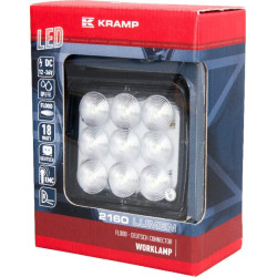 Darbo žibintas LED, 18W, 2160lm, kvadratinis, 12/36V, 142x58,1x122mm „Deutsch“ kištukas, prožektorius, Kramp LA10093