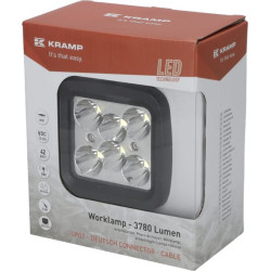 Darbo žibintas LED, 42W, 3780lm, kvadratinis, 10/30V, 128x82x100mm, taškinis spindulys, 6 LED, Kramp LA10027