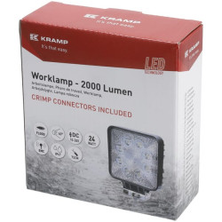 Darbo žibintas LED, 24W, 2000lm, kvadratinis, baltas, 107x52x136mm, prožektorius, Kramp (10 vnt. dėžutė) LA10901BOX