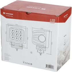 Darbo žibintas LED, 90 W, 8100 lm, kvadratinis, 10/30 V, 150 x 124 x 135 mm, prožektorius, 9 LED, Kramp LA10083