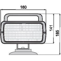 Darbo žibintas Halogeninis, stačiakampis, 12/24V, skaidrus, magnetinis, 160x90x185mm, Ajba 1400150060