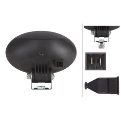 Halogeninis darbo žibintas, 55 W, ovalus, 12 V, skaidrus/baltas, tvirtinamas varžtais, 160 x 78 x 128 mm AMP kištukas, Hella 1GA