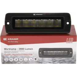 Netiesioginio apšvietimo LED darbo šviestuvas, 30 W, 2880 lm, stačiakampis, 12/24 V, baltas, 157 x 49,7 x 60 mm „Deutsch“ kištuk