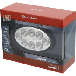 Darbo žibintas LED, 24W, 2240lm, ovalus, 10/30V, 141,5x64,5x90mm, prožektorius, 8 LED, Kramp LA10058