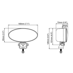 Darbo žibintas LED, 32 W, 3500 lm, ovalus, 12/24 V, baltas, tvirtinamas varžtais, pasukama galvute, 180 x 126 x 72 mm, „Deutsch“