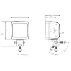 LED darbo žibintas, 76 W, 11970 lm, kvadratinis, 10/30 V, 95 x 77 x 131 mm, „Deutsch“ kištukas, prožektorius, pasukama galvutė L