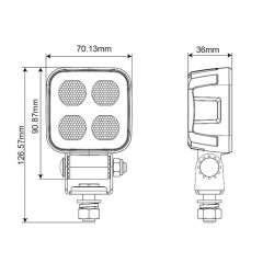 Darbo žibintas LED, 40W, 2650lm, kvadratinis, 12/24V, baltas, 70.1x126.6x49.7mm Deutsch kištukas, prožektorius, 8 LED LA10832