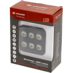LED darbo žibintas, 60 W, 6600 lm, kvadratinis, 12/24 V, baltas, 92 x 109,5 x 51,1 mm „Deutsch“ kištukas, platus srautas, 12 LED