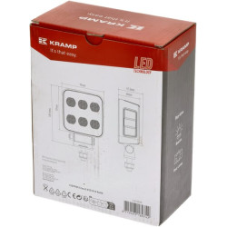 LED darbo žibintas, 60 W, 6600 lm, kvadratinis, 12/24 V, baltas, 92 x 109,5 x 51,1 mm „Deutsch“ kištukas, platus srautas, 12 LED