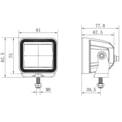 Netiesioginio apšvietimo LED darbo žibintas, 40 W, 4800 lm, kvadratinis, 12/24 V, baltas, 81 x 82,5 x 67,5 mm „Deutsch“ kištukas