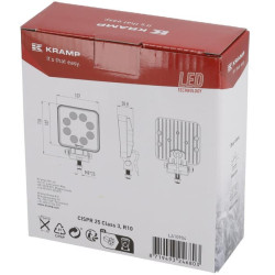 Darbo žibintas LED, 27 W, 2376 lm, stačiakampis, baltas, 107 x 38,8 x 136 mm, prožektorius, Kramp (10 vnt. dėžutė) LA10904BOX