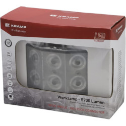LED darbo žibintas, 60 W, 5700 lm, stačiakampis, 9–36 V, 137 x 90 x 67,5 mm, platus apšvietimas, Kramp LA10521