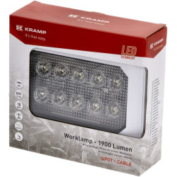 LED darbo žibintas, 15 W, 1900 lm, stačiakampis, 10/30 V, 150 x 37 x 100 mm, taškinis spindulys, 10 LED, Kramp LA10022