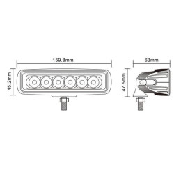 LED darbo žibintas, 18 W, 1620 lm, stačiakampis, baltas, 160 x 60 x 70 mm, taškinis, Kramp LA10902