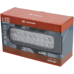 Darbo žibintas LED, 54W, 3960lm, stačiakampis, 10/30V, 180x55x38mm, prožektorius, Kramp LA10049