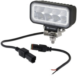 Darbo žibintas LED, 19 W, 3350 lm, stačiakampis, 10/110 V, 128 x 96 x 46 mm, „Deutsch“ 2 kontaktų, prožektorius, 8 LED, „Kramp L