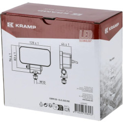 Darbo žibintas LED, 19 W, 3350 lm, stačiakampis, 10/110 V, 128 x 96 x 46 mm, „Deutsch“ 2 kontaktų, prožektorius, 8 LED, „Kramp L