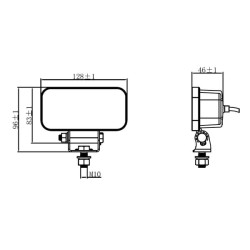 Darbo žibintas LED, 19 W, 3350 lm, stačiakampis, 10/110 V, 128 x 96 x 46 mm, „Deutsch“ 2 kontaktų, prožektorius, 8 LED, „Kramp L