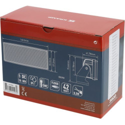 Darbo žibintas LED, 42W, 3800lm, stačiakampis, 10/30V, 140.2x41.8x57.2mm, prožektorius, Kramp LA10048