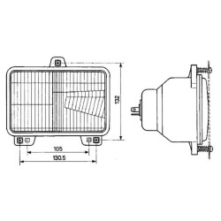 Priekinio žibinto įdėklas halogeninis, stačiakampis, skaidrus, 179x93,5x93,5mm, Cobo 05291000